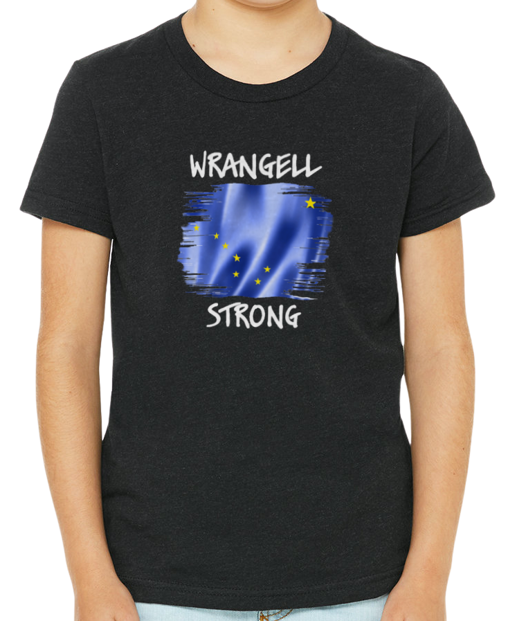 Wrangell Strong T-shirt - AK Flag with Northern Lights - Youth Sizing