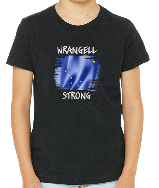 Wrangell Strong T-shirt - AK Flag with Northern Lights - Youth Sizing