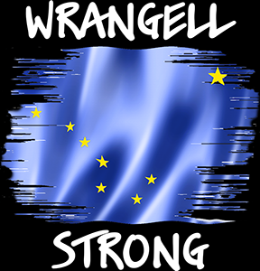 Wrangell Strong Hoodie - AK Flag with Northern Lights