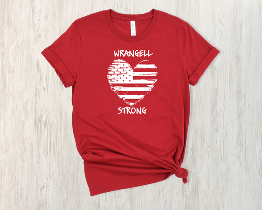 Wrangell Strong T-shirt - Distressed Heart with Stars & Bars