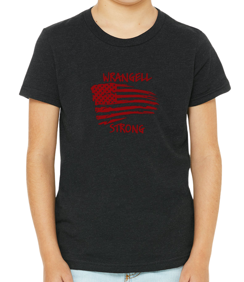 Wrangell Strong T-shirt - Distressed Stars & Bars - Youth Sizing