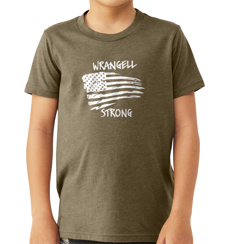 Wrangell Strong T-shirt - Distressed Stars & Bars - Youth Sizing